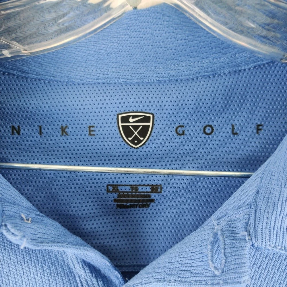 Nike Golf Fit Dry Mens Extra Large Golfer Rugby‎ Polo Shirt Blue Mens XL